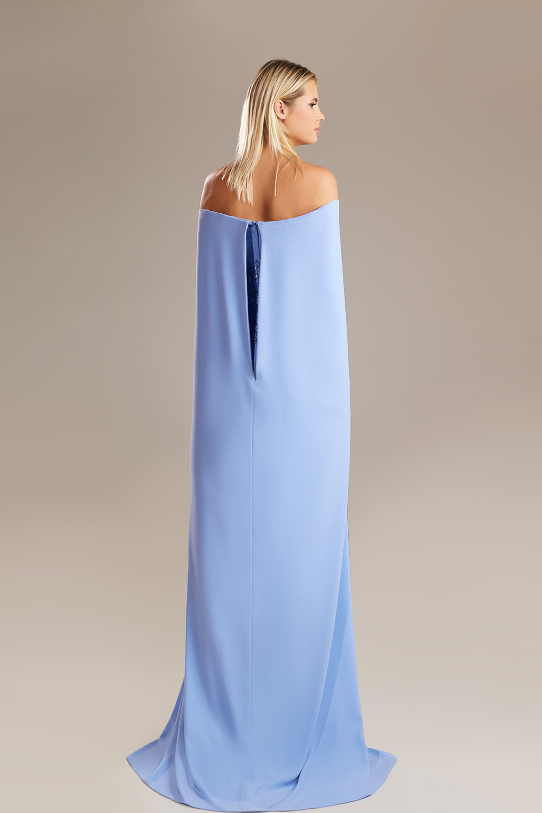 Caped Off-The-Shoulder Column Dress