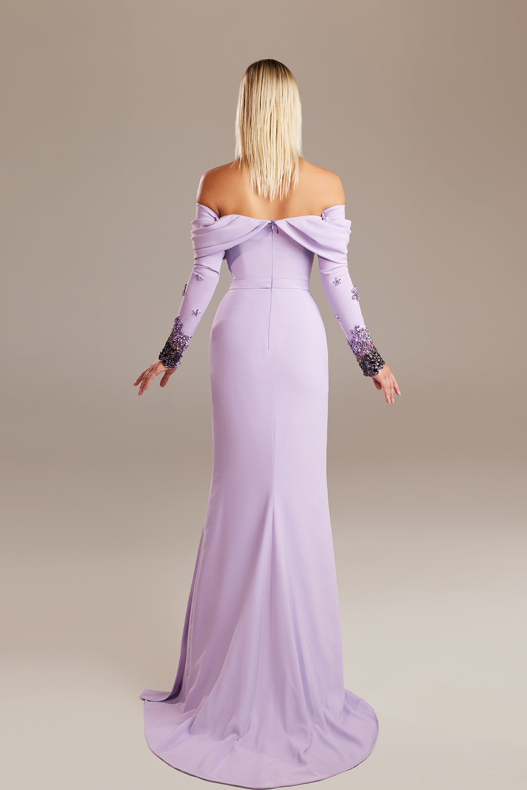 Off-The-Shoulder Draped Column Dress