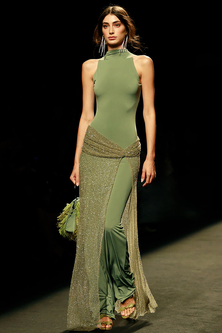 Long Column Dress with Embellishments