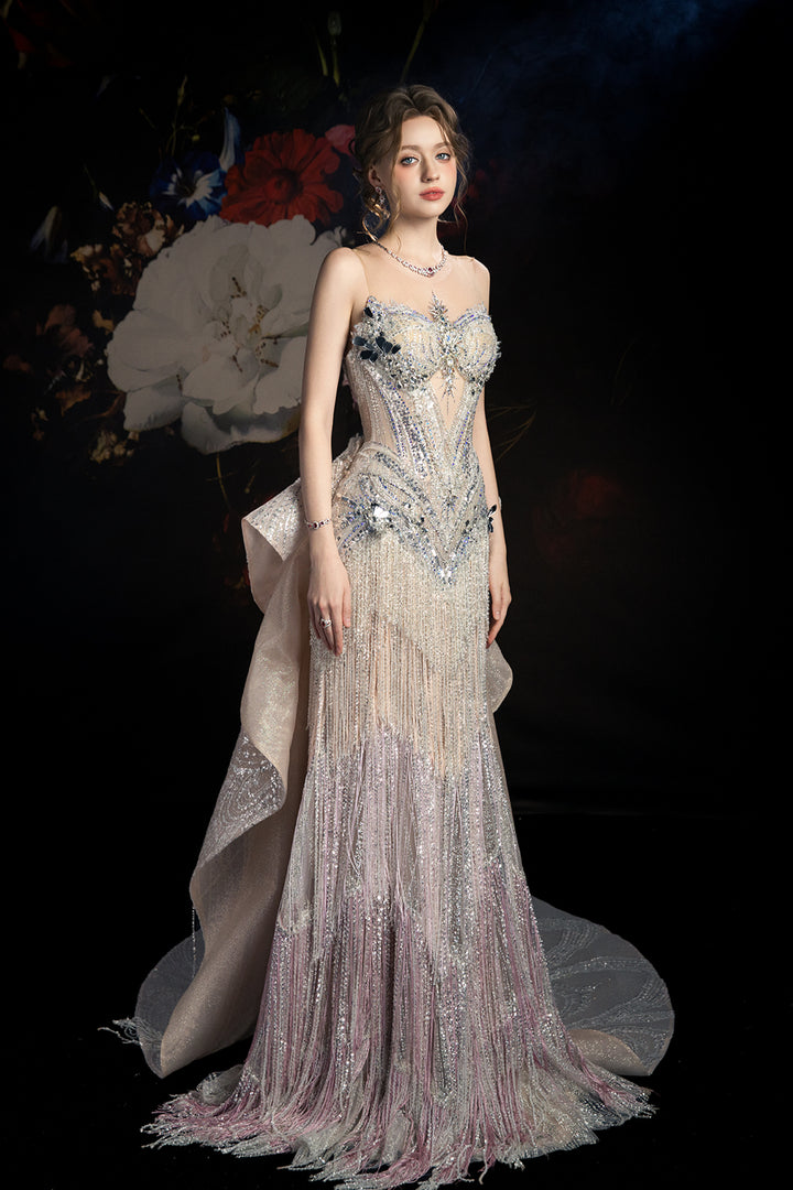 Beaded Bodice and 3D Appliqués Dress