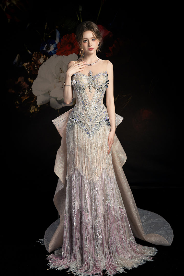 Beaded Bodice and 3D Appliqués Dress