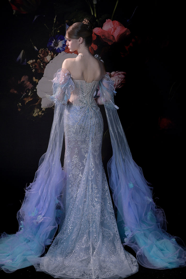 Column Dress with 3D Floral Appliqués