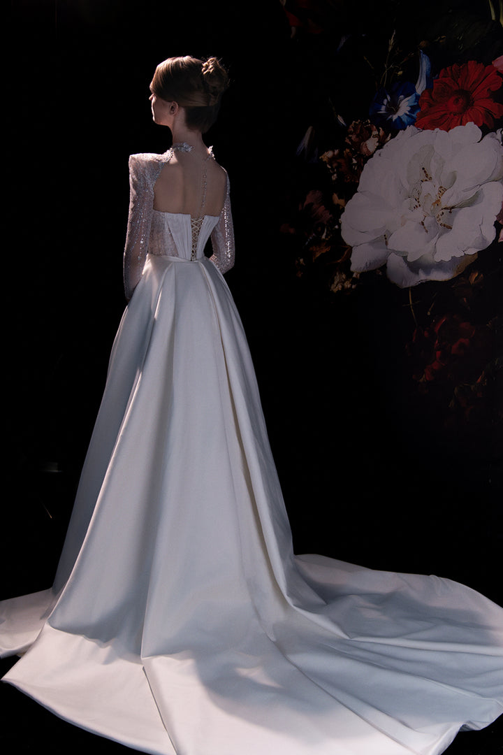 Detachable Cape-Back Column Dress