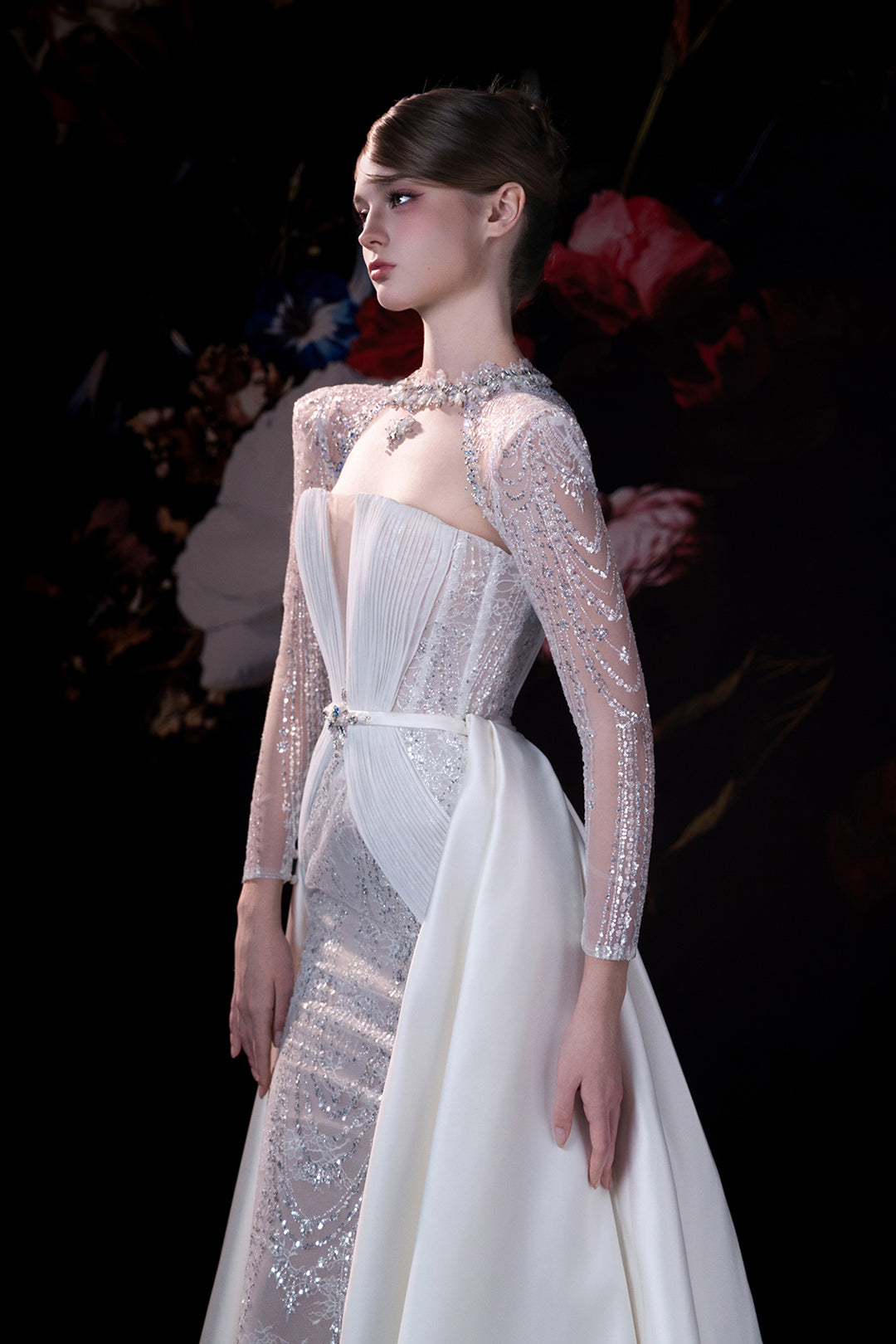 Detachable Cape-Back Column Dress