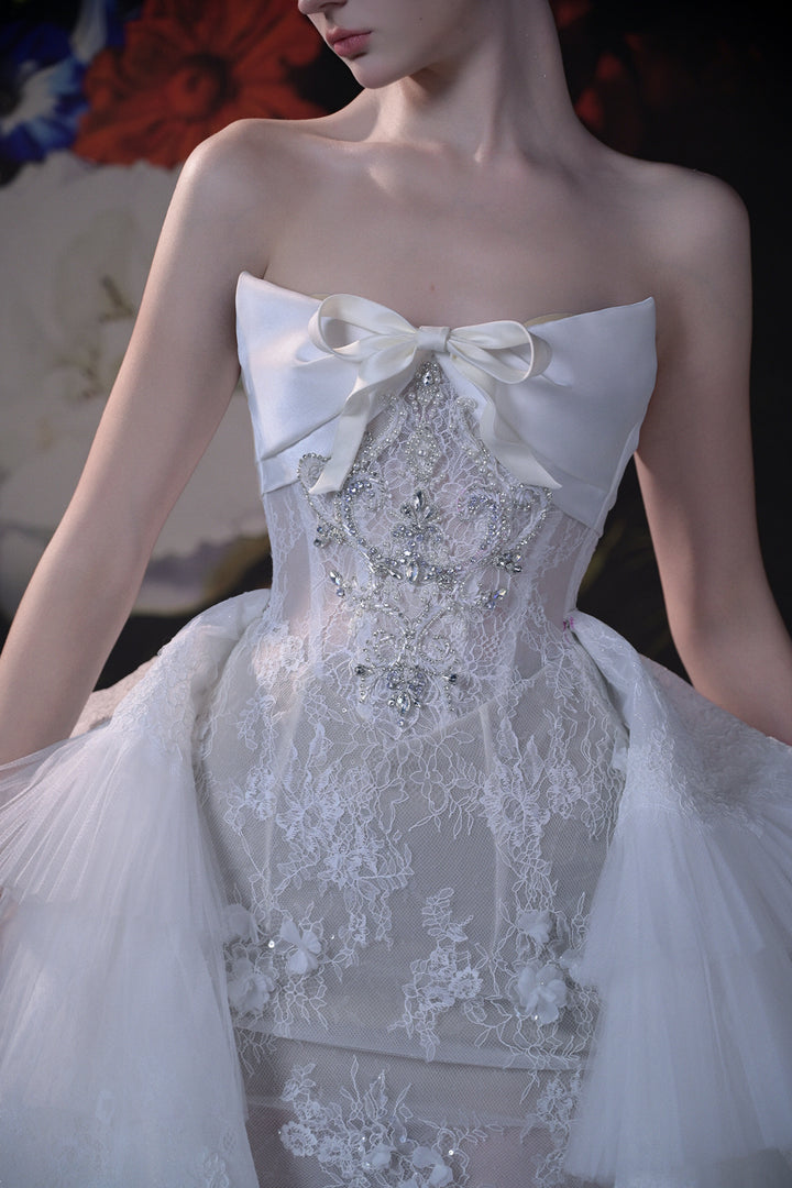 A-Line Long Dress with 3D Floral Appliqués