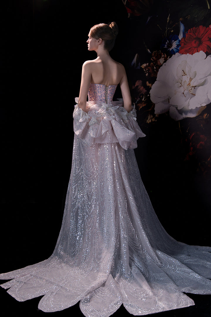 Column Dress with Strapless Sweetheart Bodice