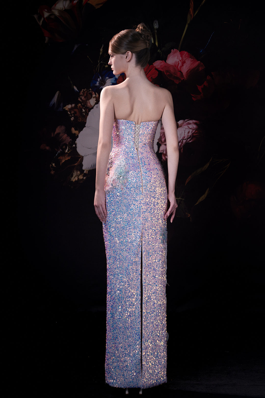 Column Dress with Strapless Sweetheart Bodice