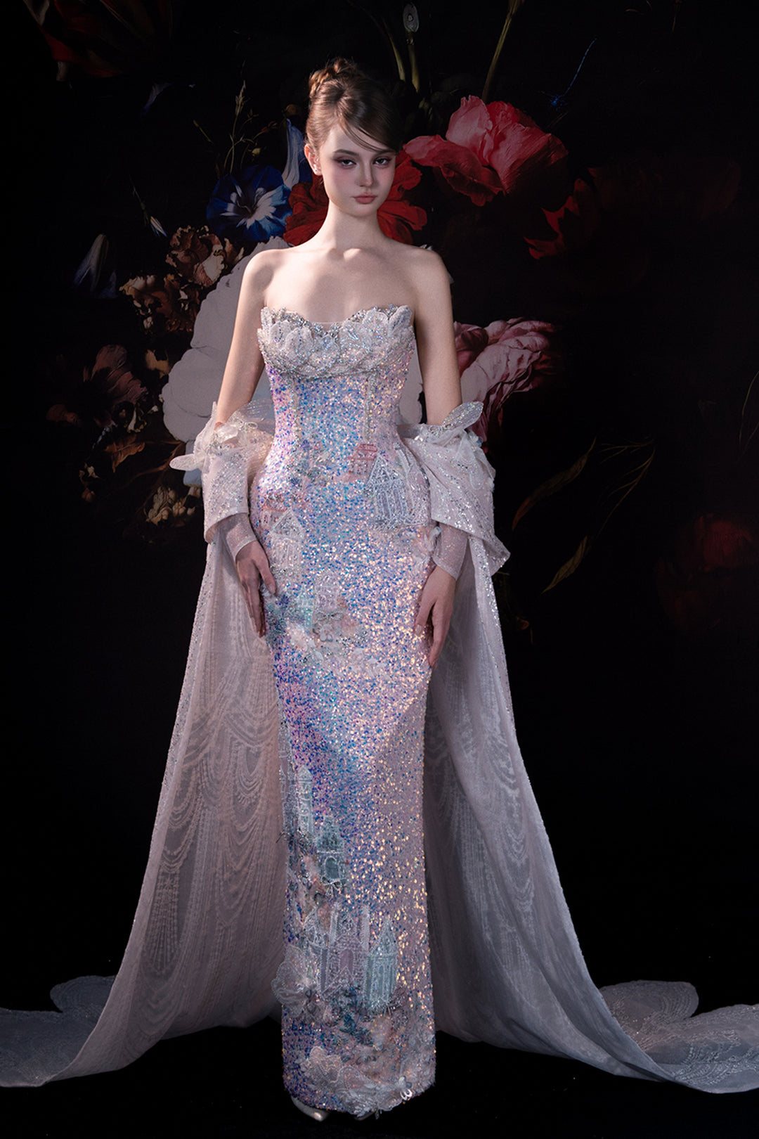 Column Dress with Strapless Sweetheart Bodice