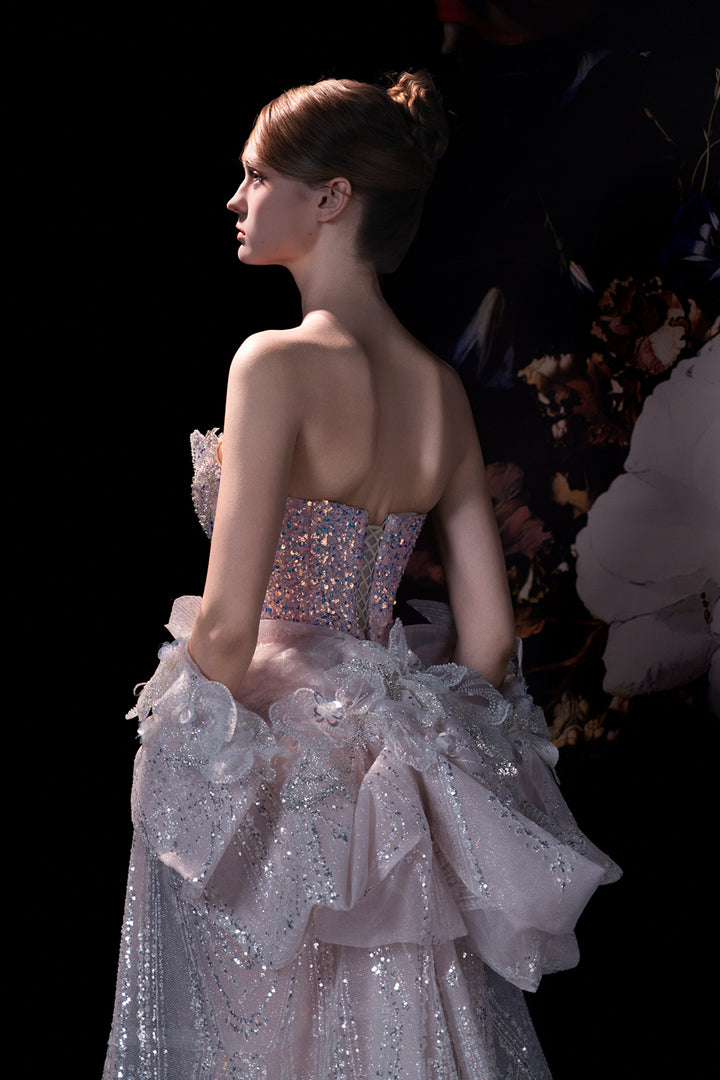 Column Dress with Strapless Sweetheart Bodice