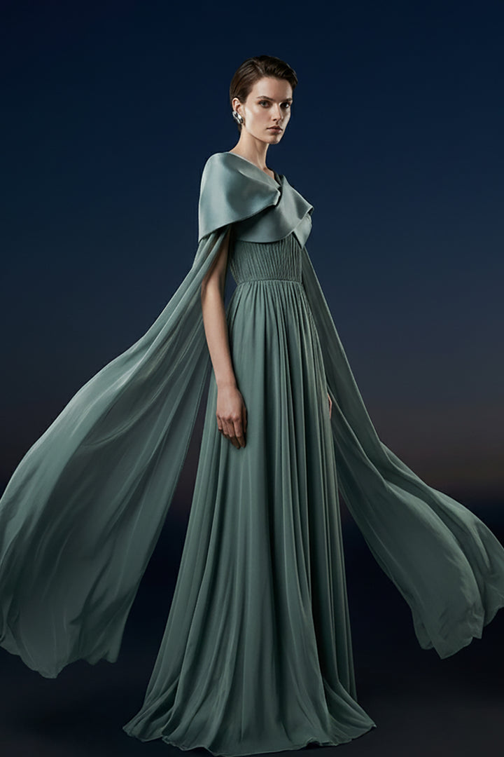 Off-The-Shoulder Satin Column Dress