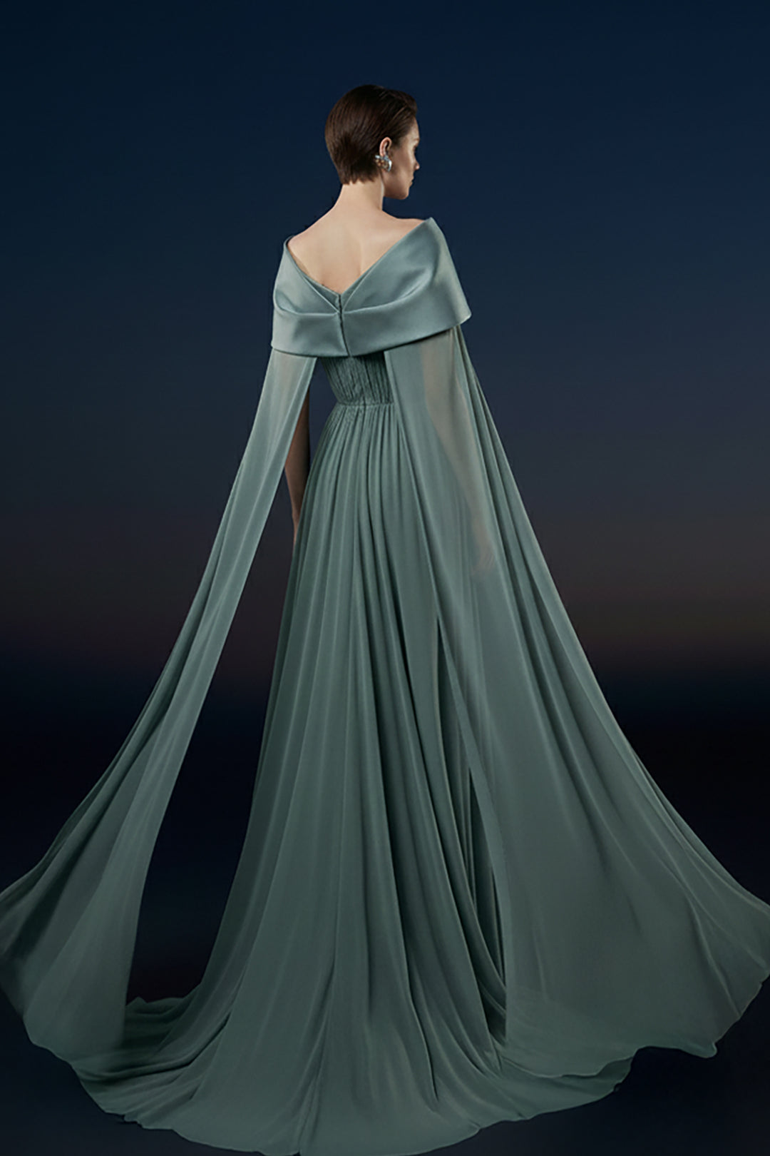 Off-The-Shoulder Satin Column Dress