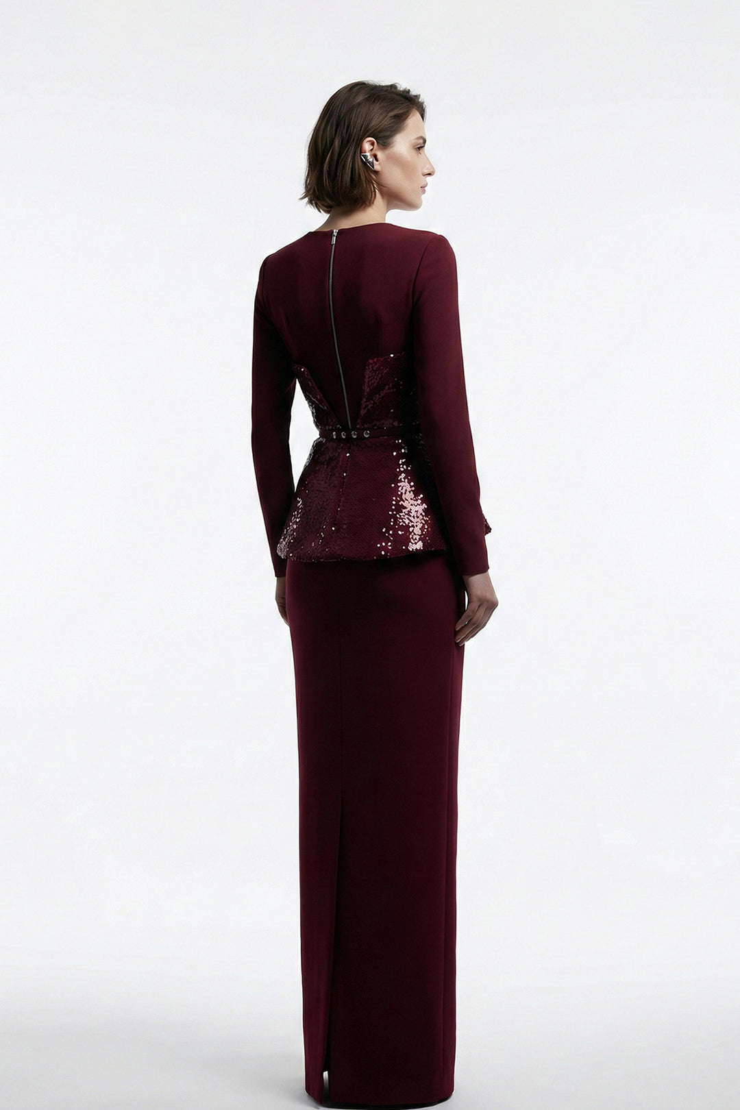 Long Column Dress with Fitted Bodice and Sweetheart Neckline