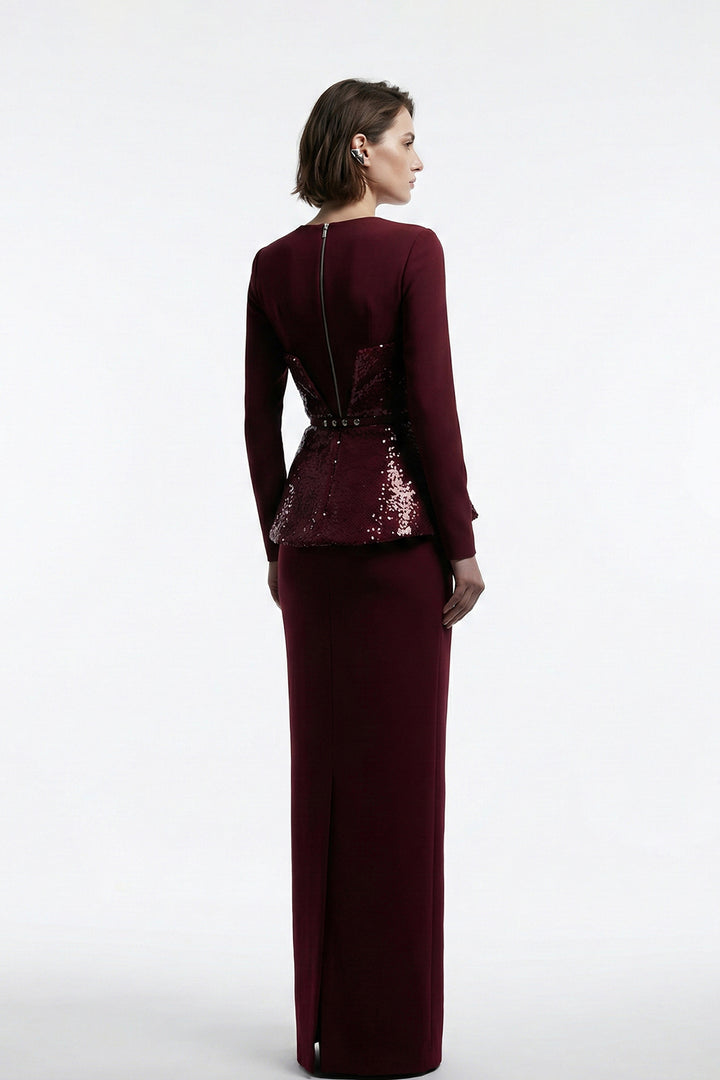 Long Column Dress with Fitted Bodice and Sweetheart Neckline