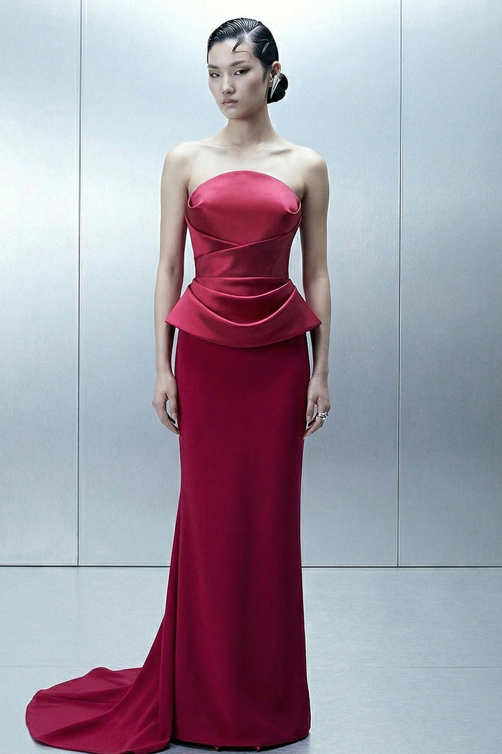 Floor-Length Dress with Cape Drape