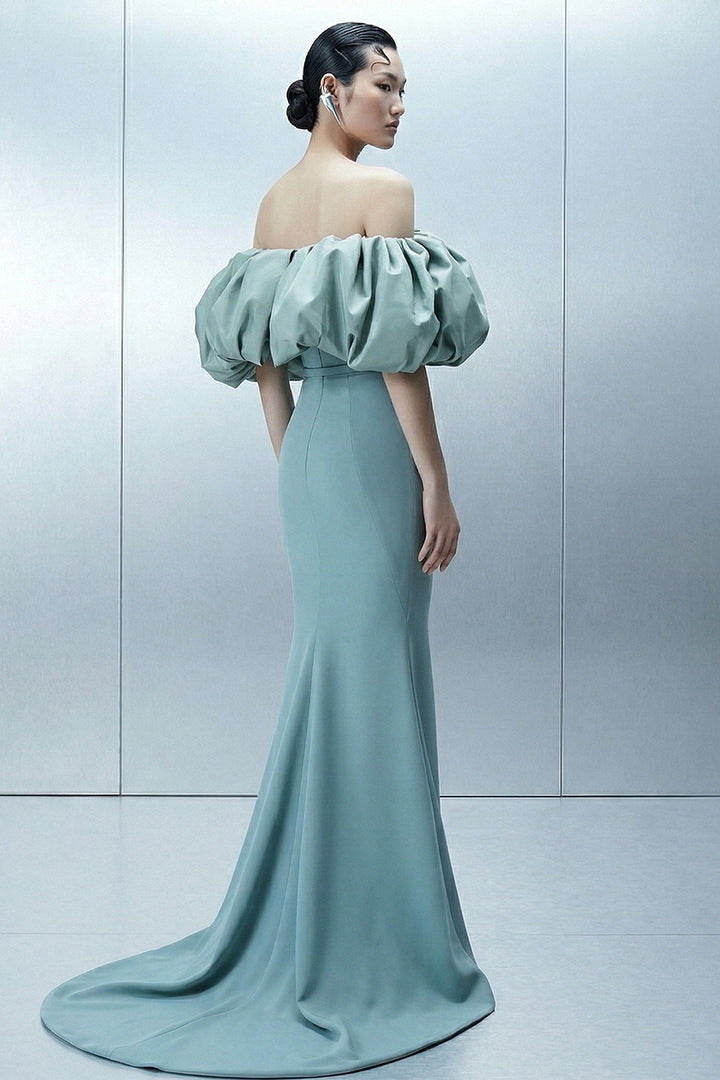 Floor-Length Dress with Off-The-Shoulder Neckline