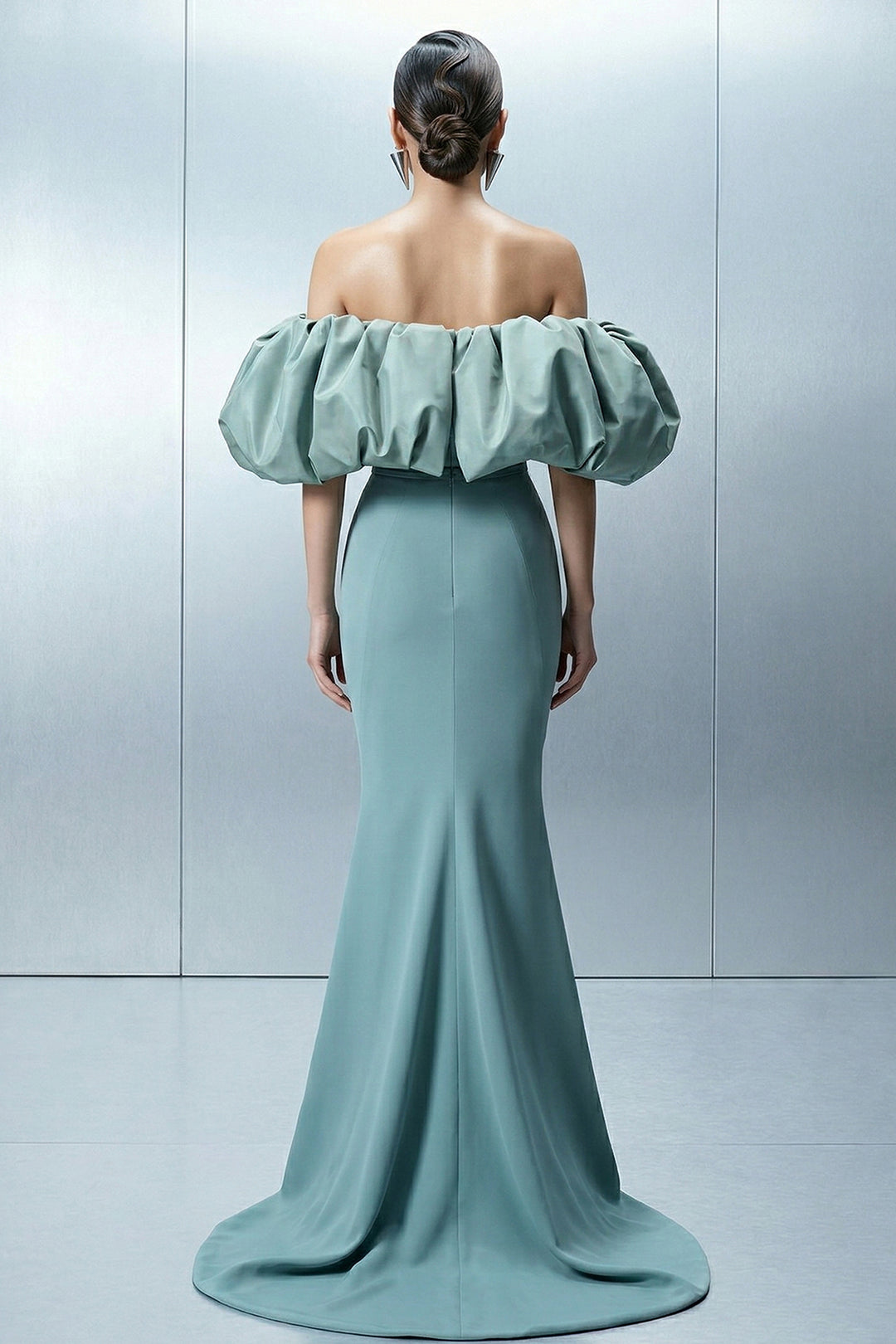 Floor-Length Dress with Off-The-Shoulder Neckline