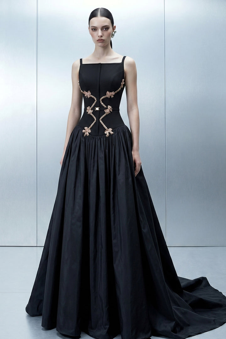3D Bow Corset Taffeta A-Line Dress