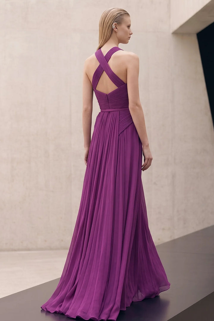 Pleated Belted Cape with A-Line Dress
