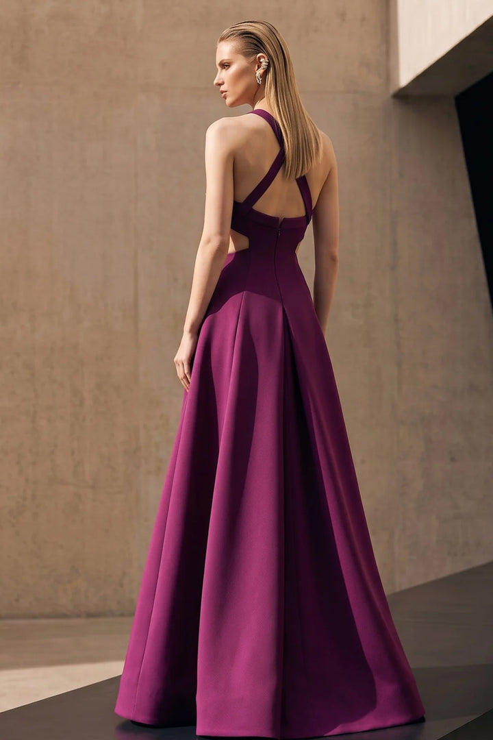 Embellished Lattice Halter with A-Line Dress