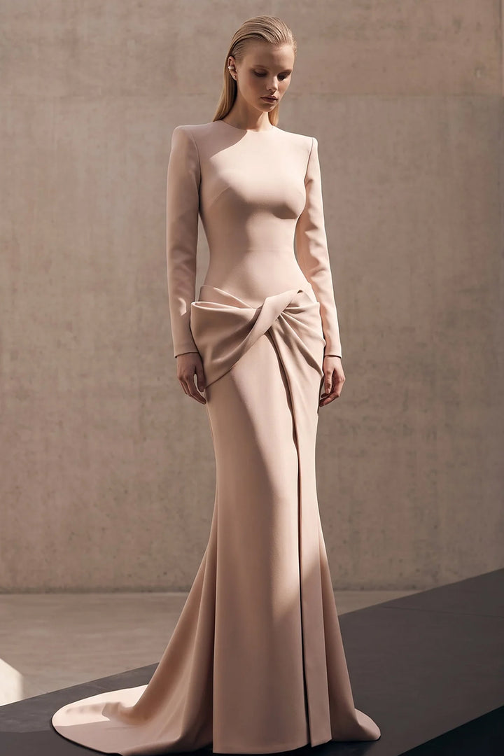 Long-Sleeved Knotted Column Dress