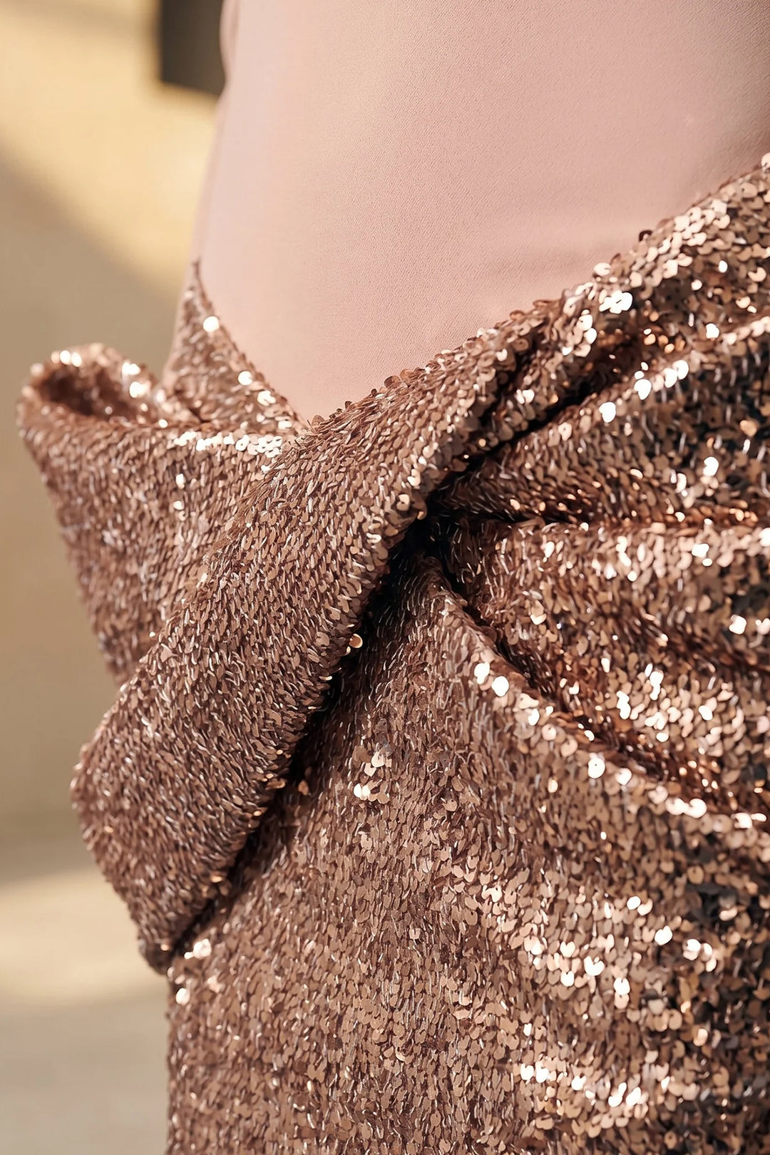 Long-Sleeved Sequinned with Column Dress