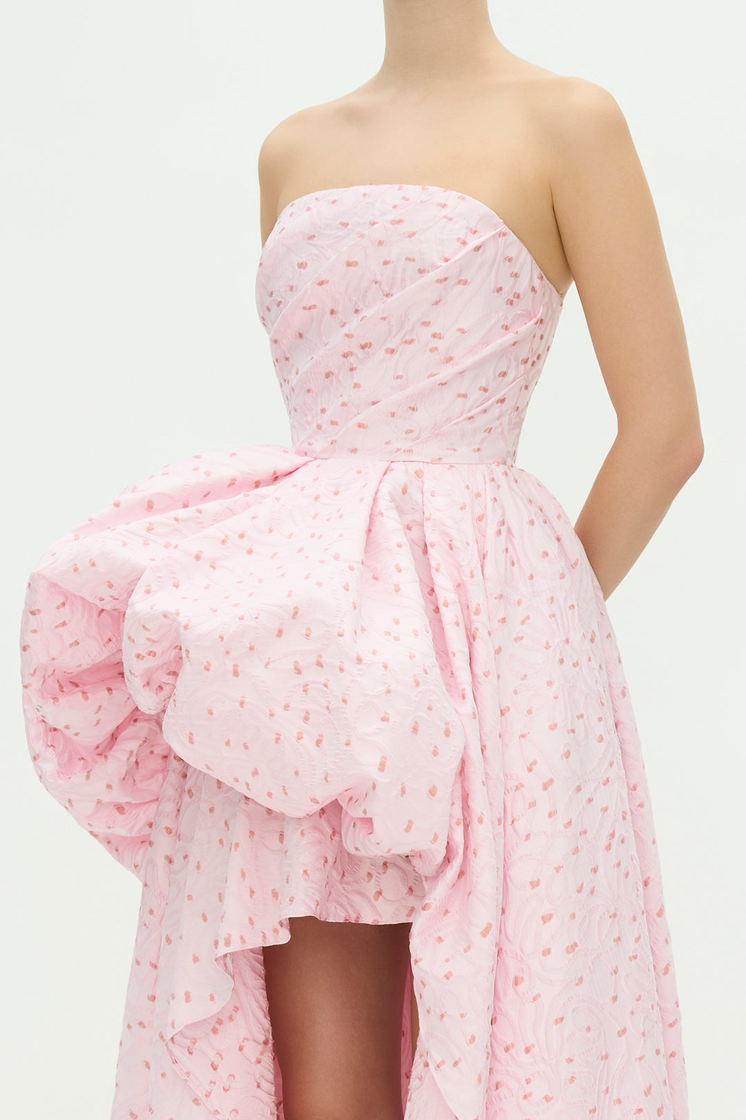 pink cinched waist dress Pink Cotton Poplin Cinched Waist Flared Maxi Dress 56" / Petite (5'1" and below)