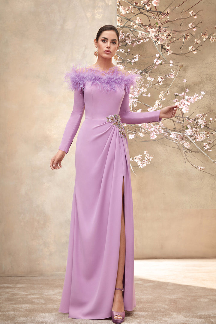 Crepe Mermaid Dress with Lace Bodice