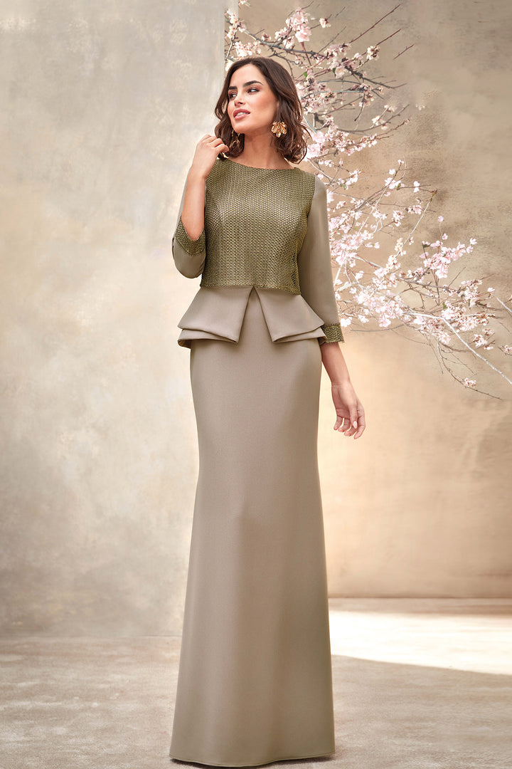 Crepe Dress with Lace Bodice