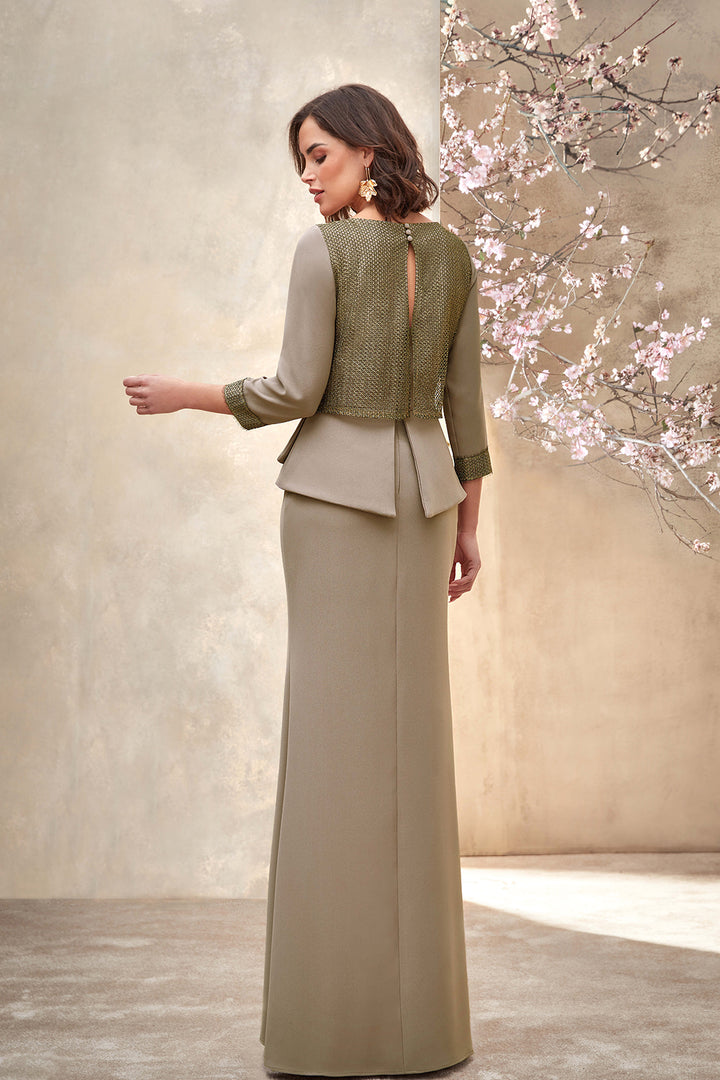 Crepe Dress with Lace Bodice