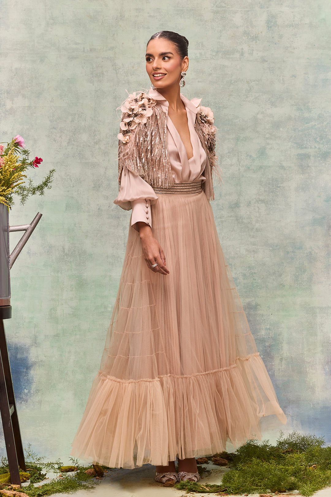 Elandra Cape And Vignette Skirt Ensemble