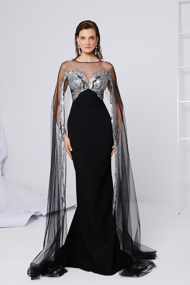 Illusion Beaded Tulle Mermaid Dress