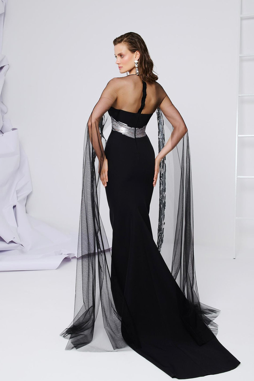 Illusion Beaded Tulle Mermaid Dress