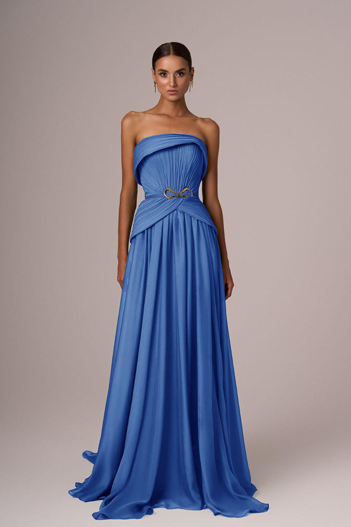 Strapless Fitted Bodice A-Line Floor-Length Dress