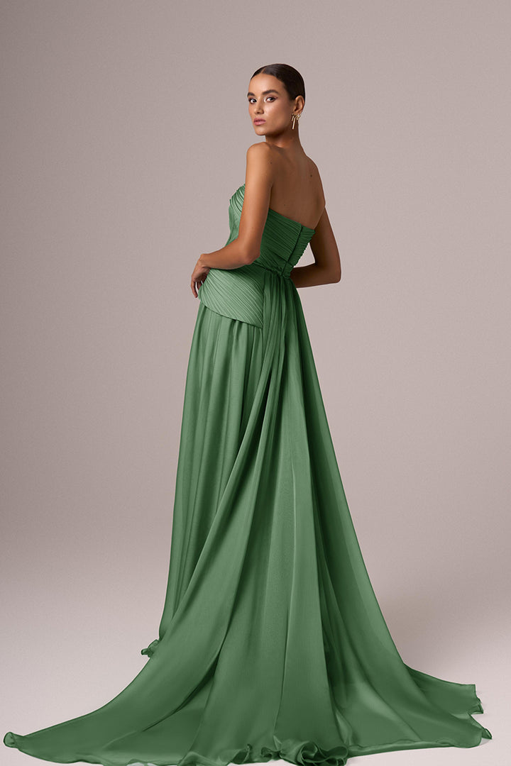 Strapless Fitted Bodice A-Line Floor-Length Dress