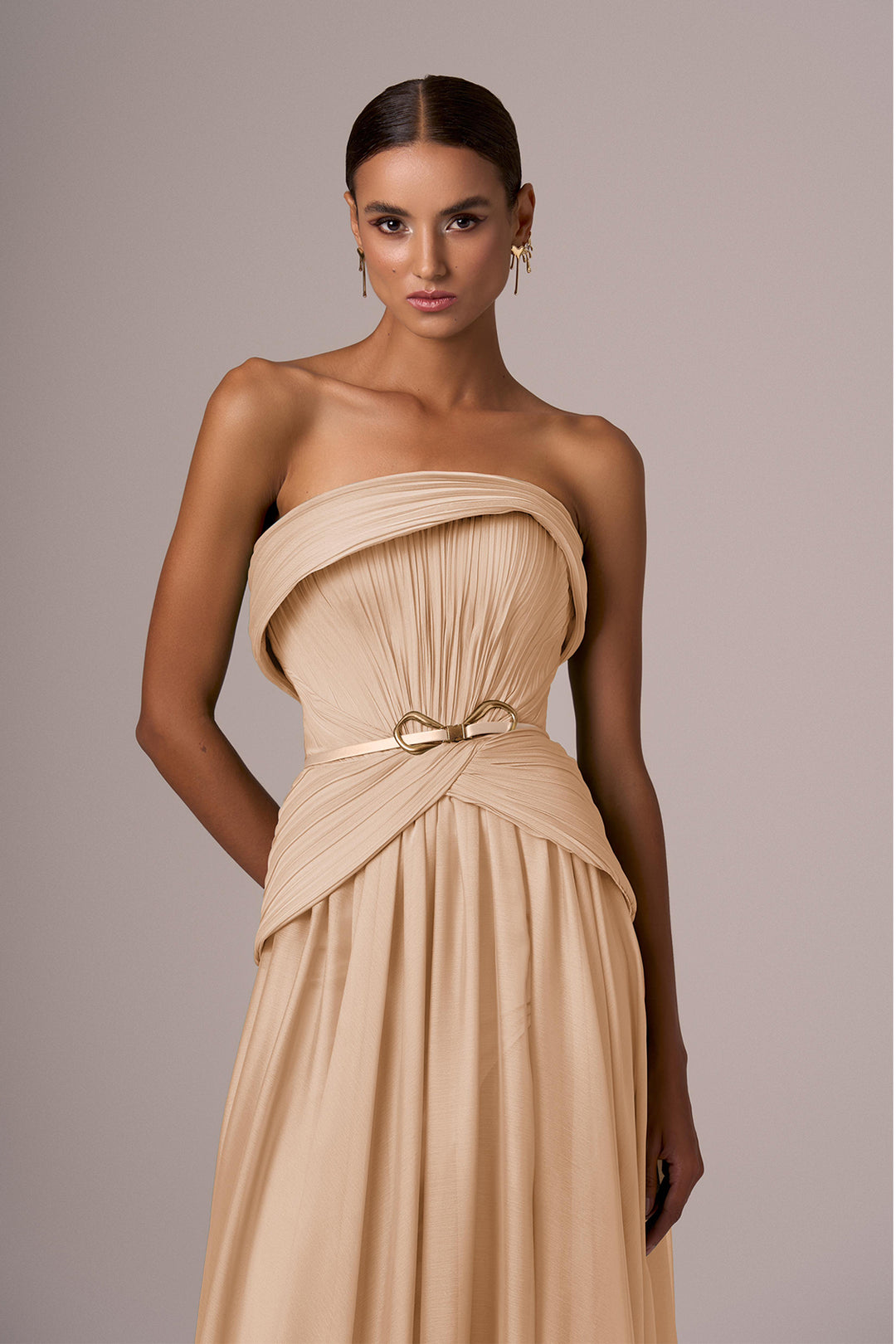 Strapless Fitted Bodice A-Line Floor-Length Dress