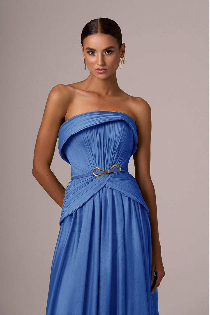 Strapless Fitted Bodice A-Line Floor-Length Dress