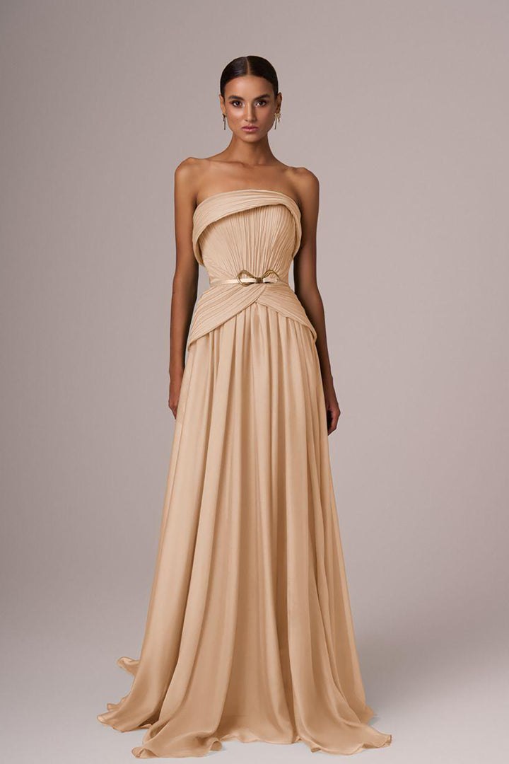 Strapless Fitted Bodice A-Line Floor-Length Dress