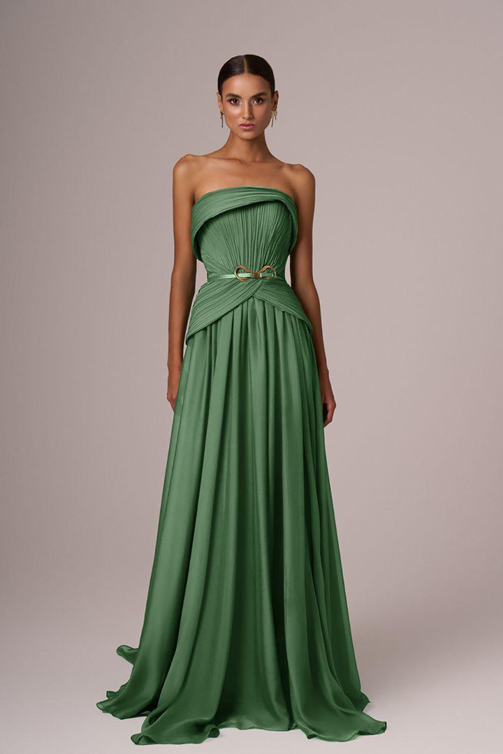 Strapless Fitted Bodice A-Line Floor-Length Dress