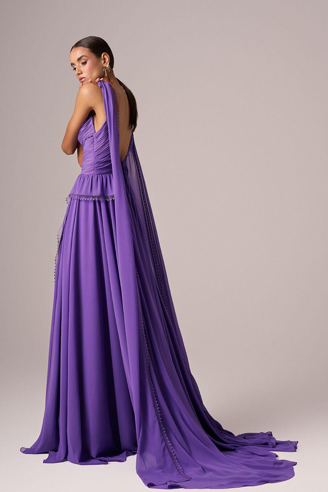 V-Neck Plunge Sleeveless Evening Dress