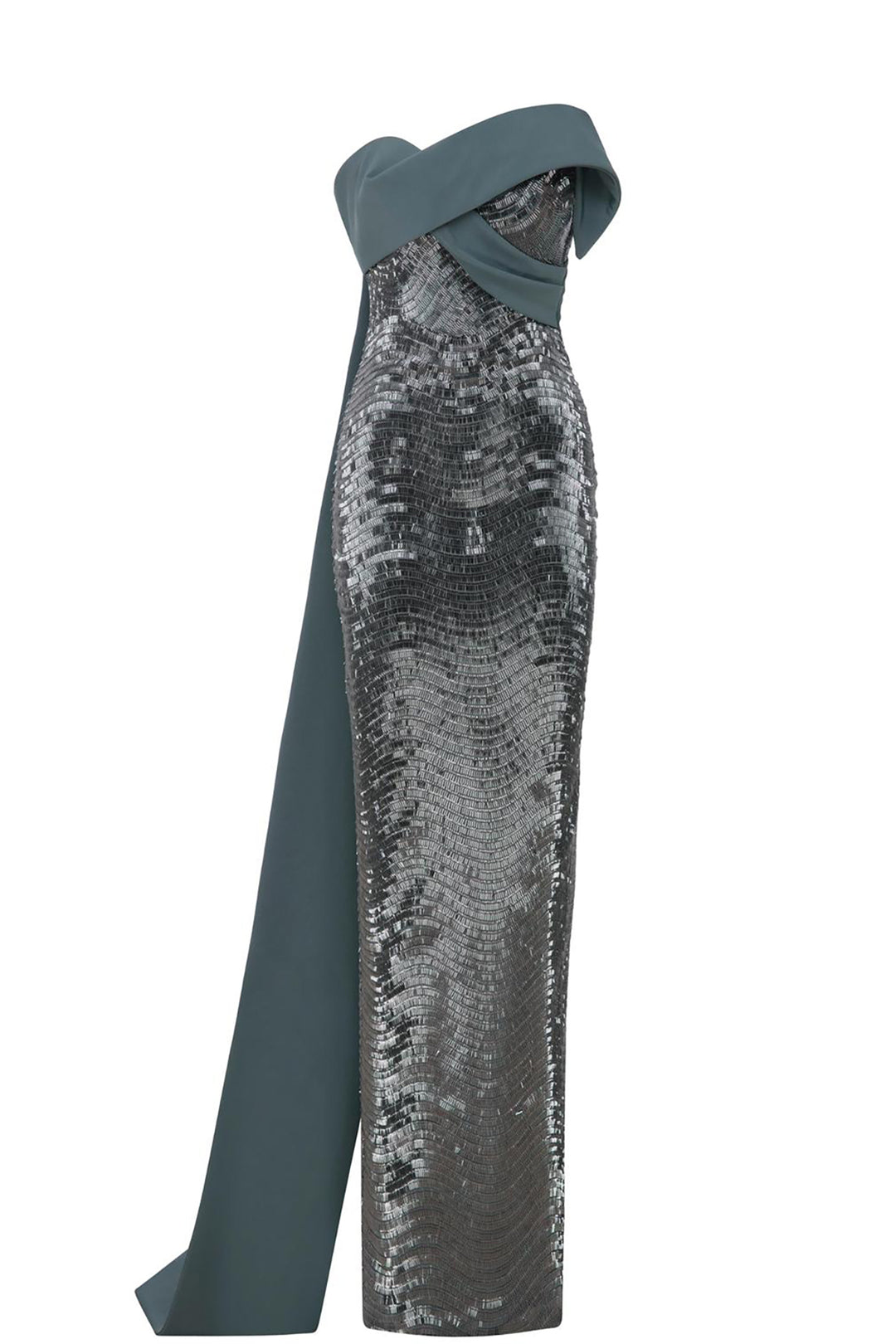 Off-The-Shoulder Draped Column Dress