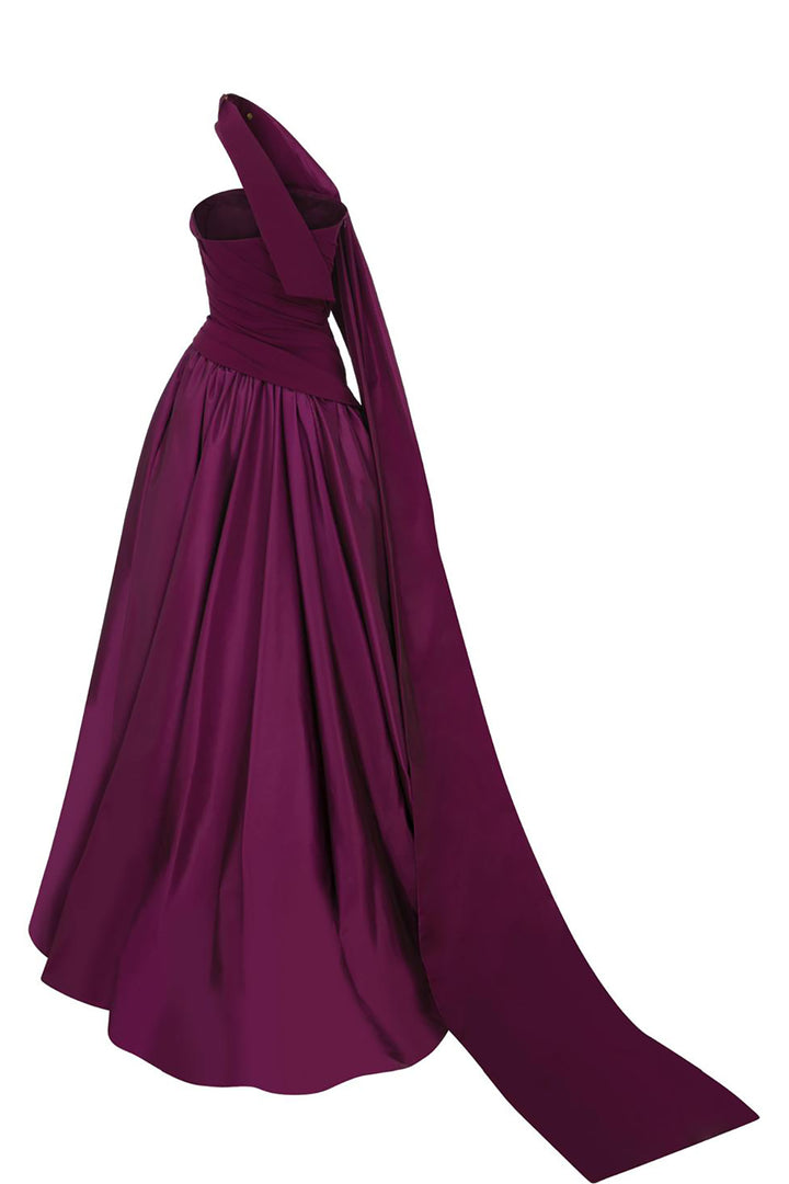 One-Shoulder Ruched A-Line Dress