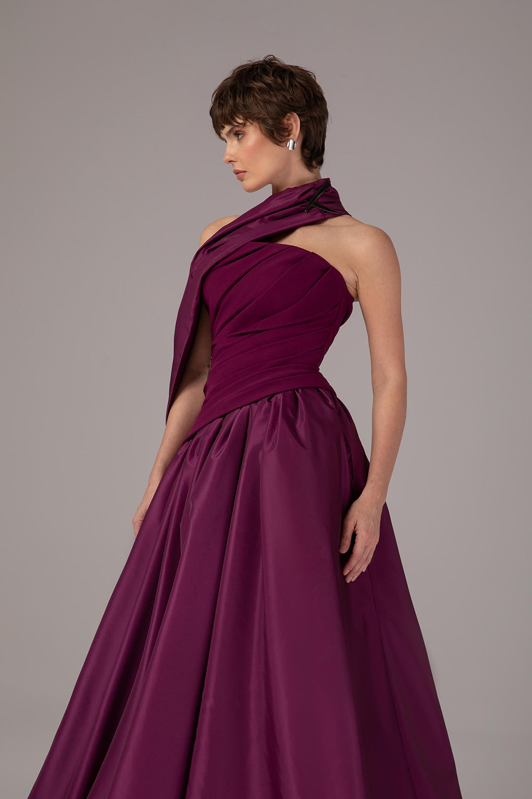 One-Shoulder Ruched A-Line Dress