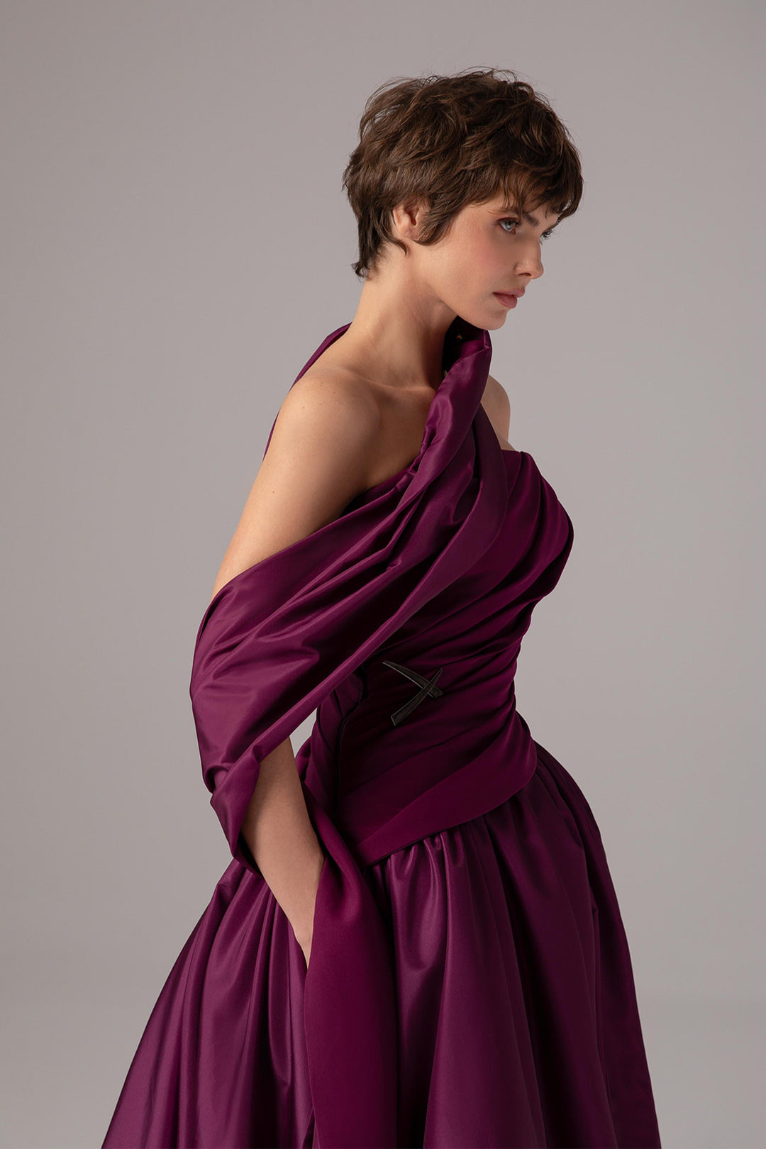 One-Shoulder Ruched A-Line Dress