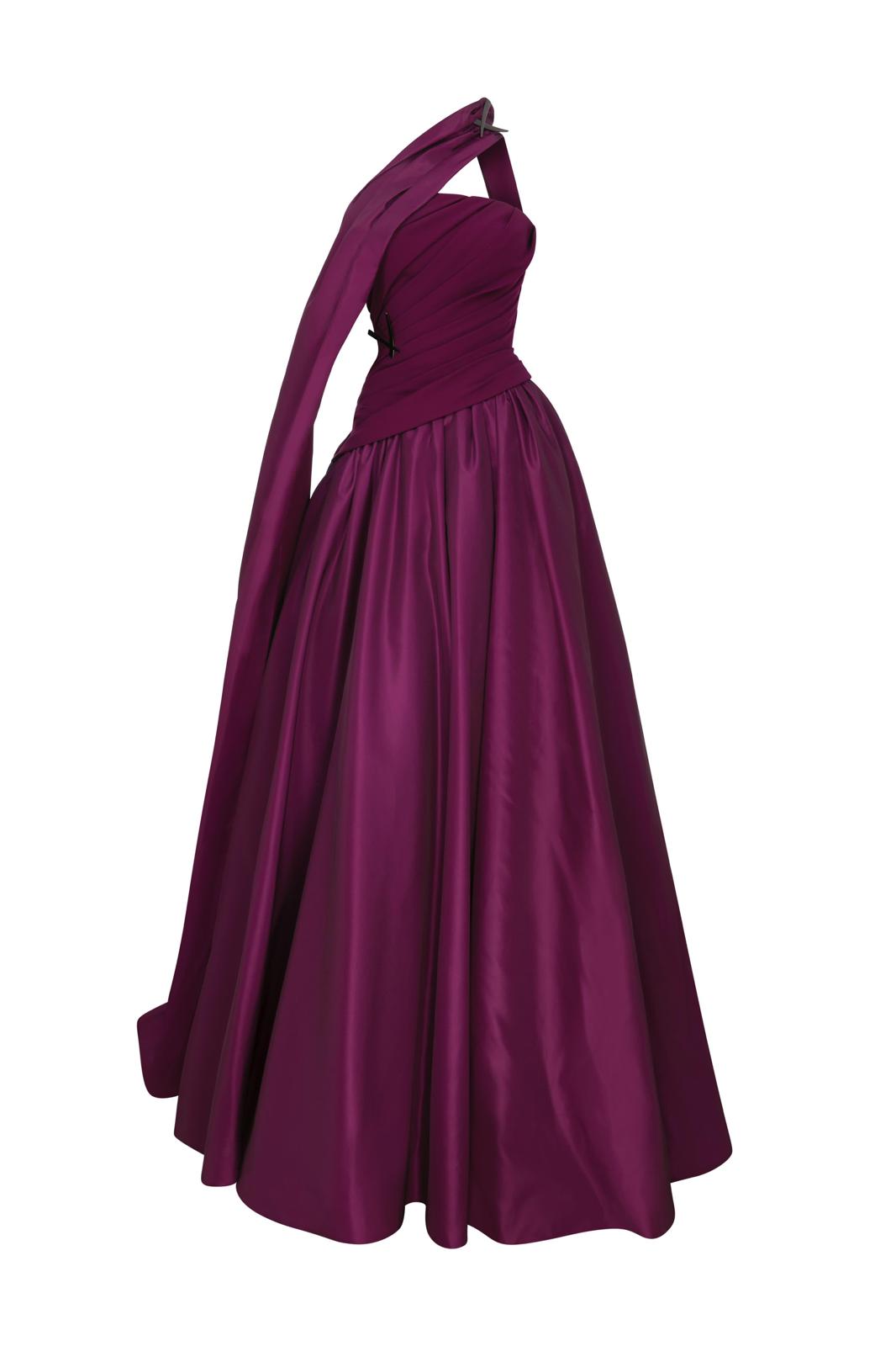 One-Shoulder Ruched A-Line Dress