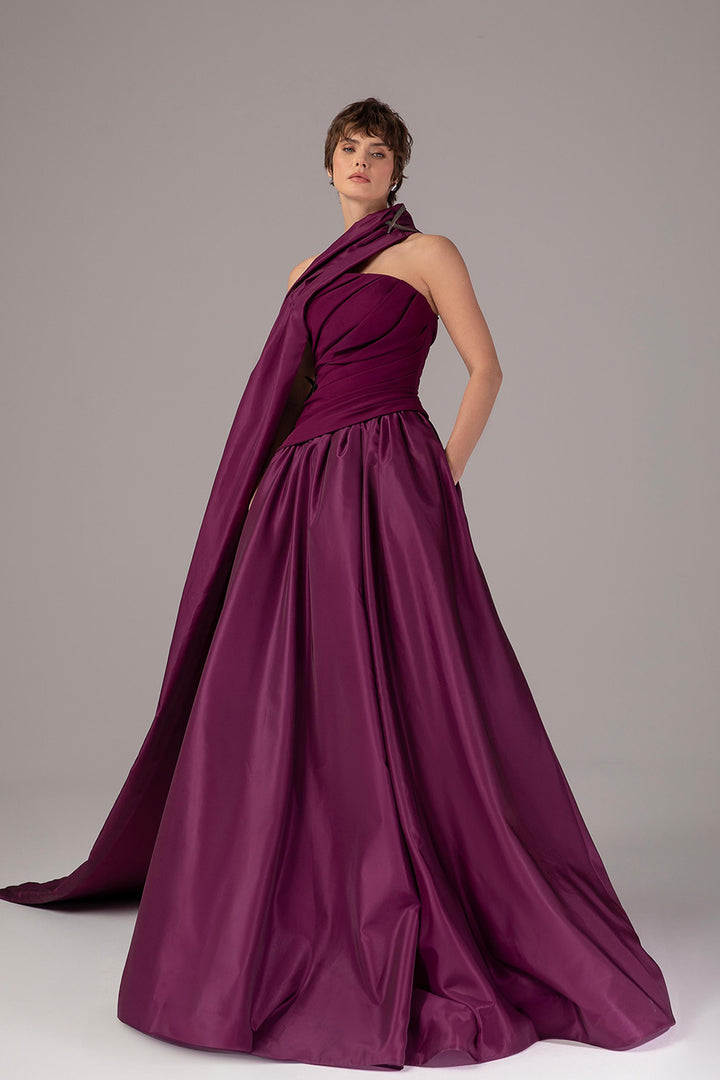 One-Shoulder Ruched A-Line Dress