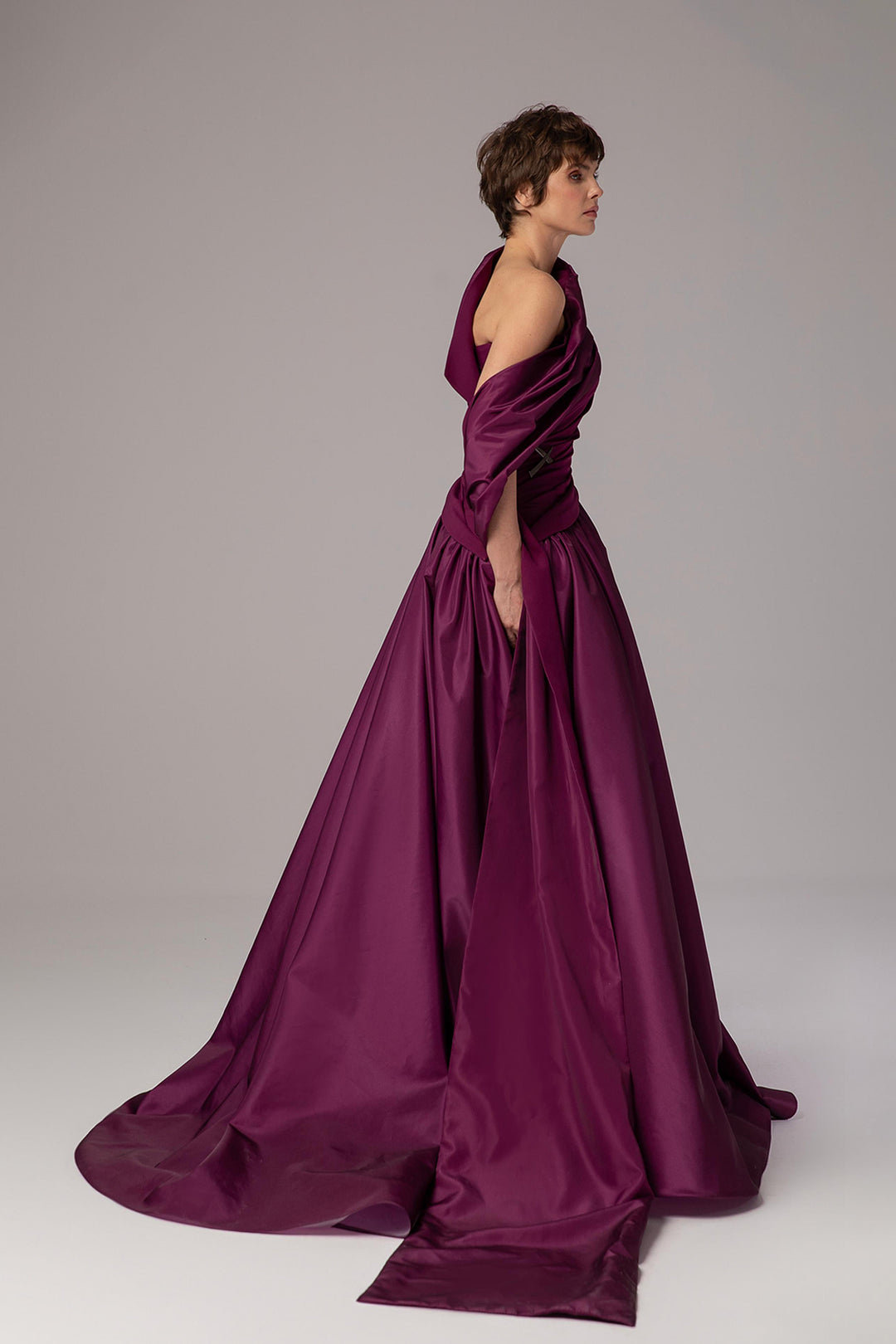 One-Shoulder Ruched A-Line Dress