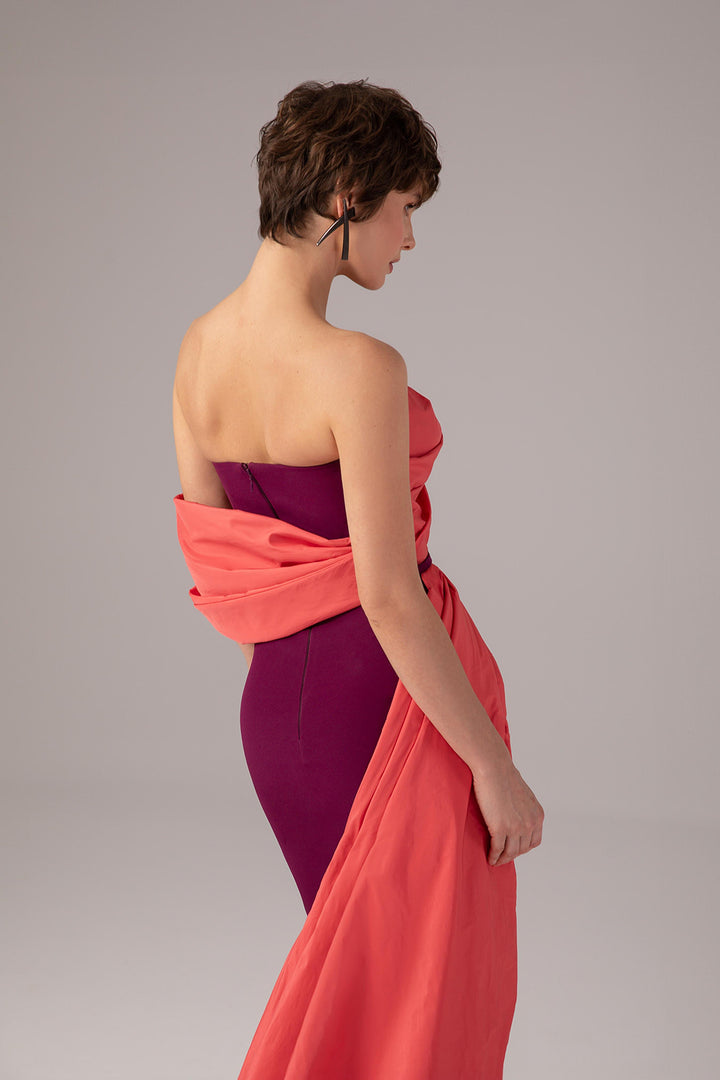 Off-The-Shoulder Draped Column Dress