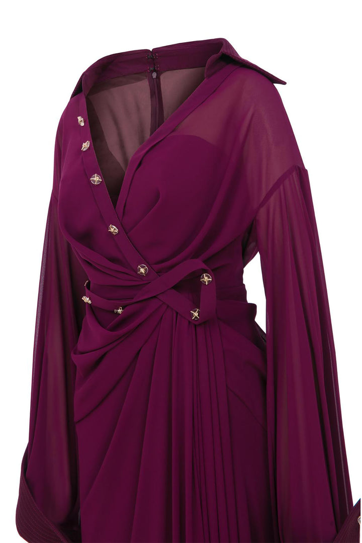 Off-The-Shoulder Draped A-line Dress