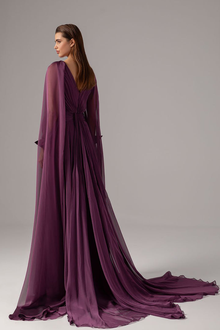 Off-The-Shoulder Cape Overlay A-line Dress