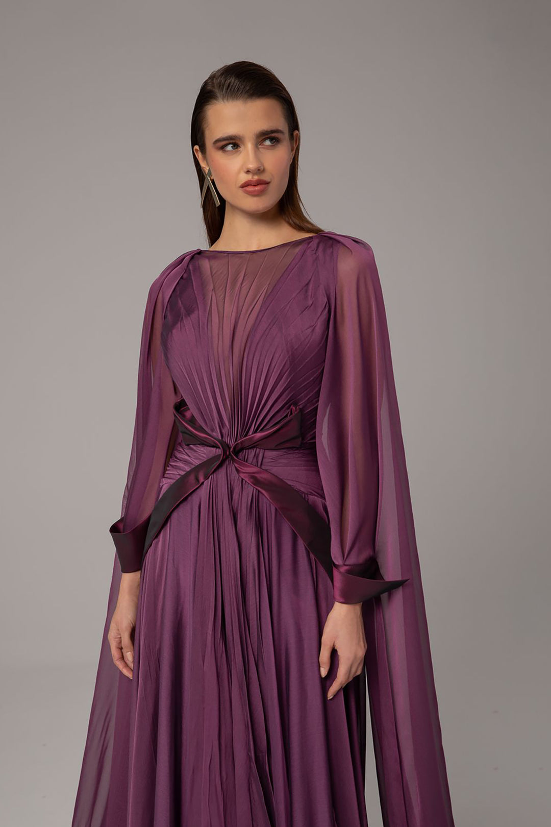 Off-The-Shoulder Cape Overlay A-line Dress